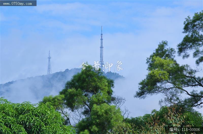圭峰雾中_圭峰山,云雾,电视塔,环绕,绿化