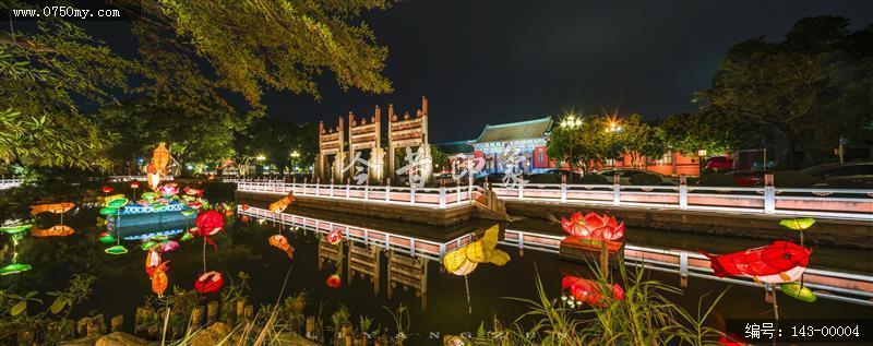 新会学宫_夜景,学宫,休闲,湖,全景