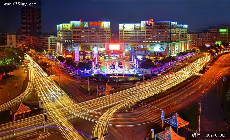 冈州之夜_冈州大道,冈州广场,世纪广场,夜景,道路,延时摄影