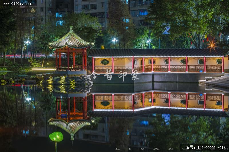 冈州湖_夜景,冈州湖,冈州,亭,休闲