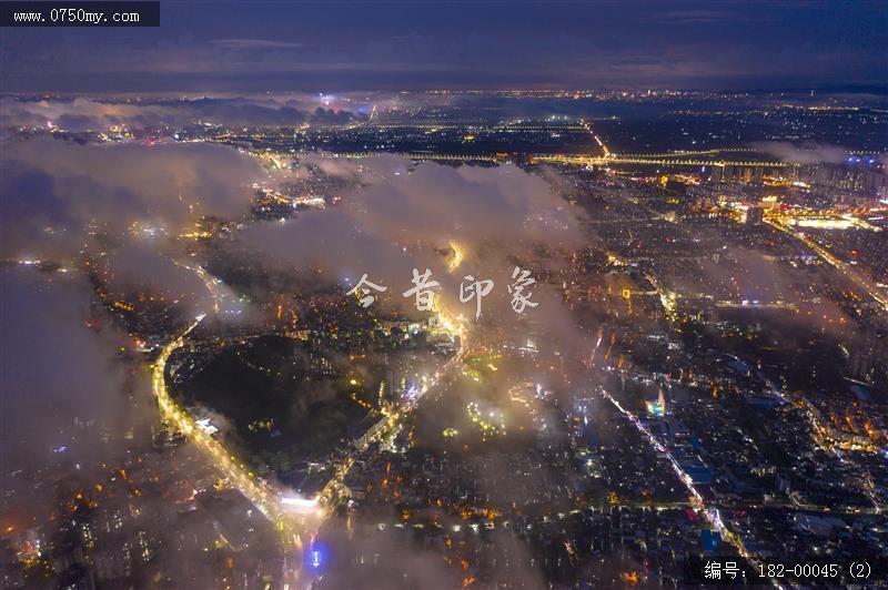 夜景会城云海_航拍,夜景,云海,穿云