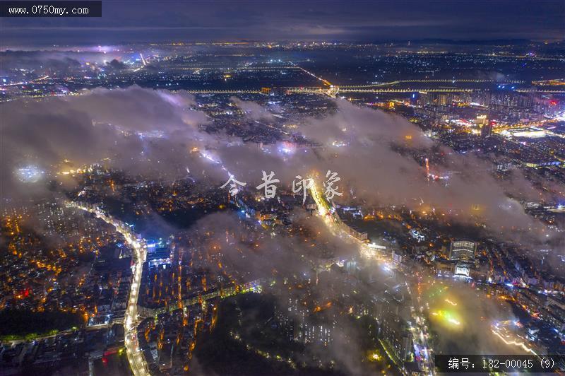 夜景会城云海_航拍,夜景,云海,穿云