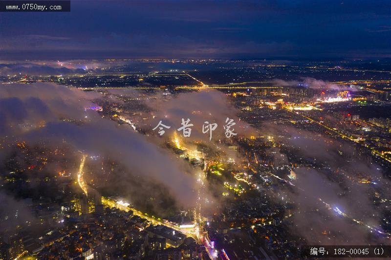 夜景会城云海_航拍,夜景,云海,穿云