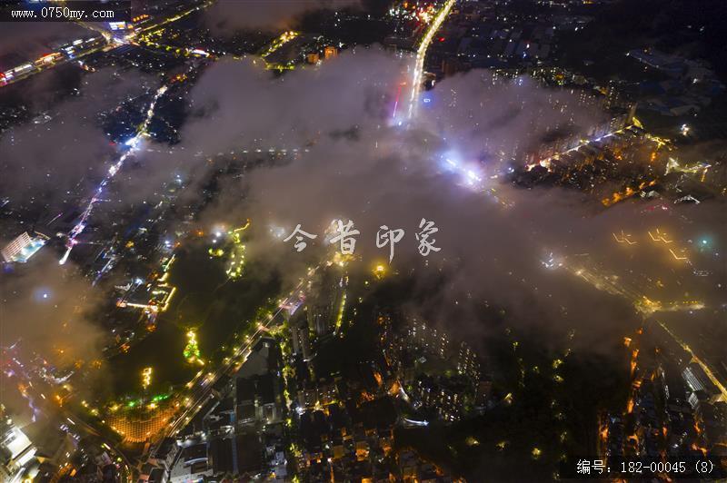 夜景会城云海_航拍,夜景,云海,穿云