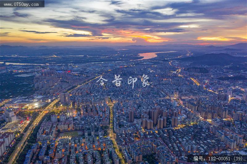 会城晚霞_航拍,日落,城市大景