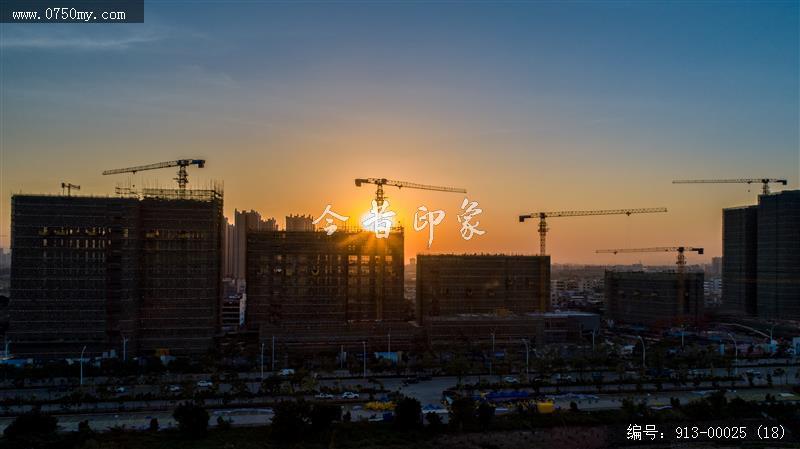 南湖一号建设中_航拍,日出,城市建设